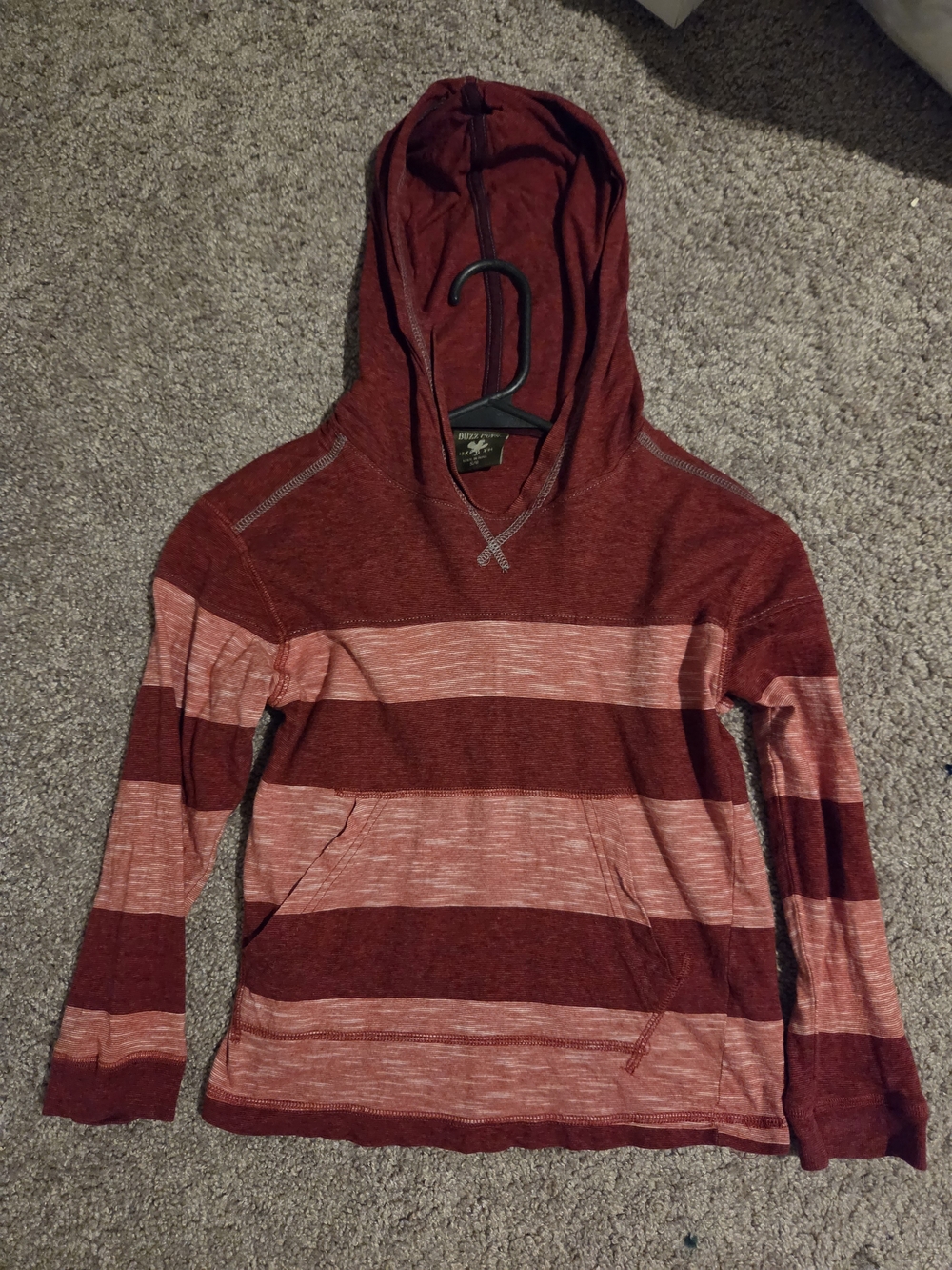 Kids Striped Hooded Pullover Sweatshirt - Red